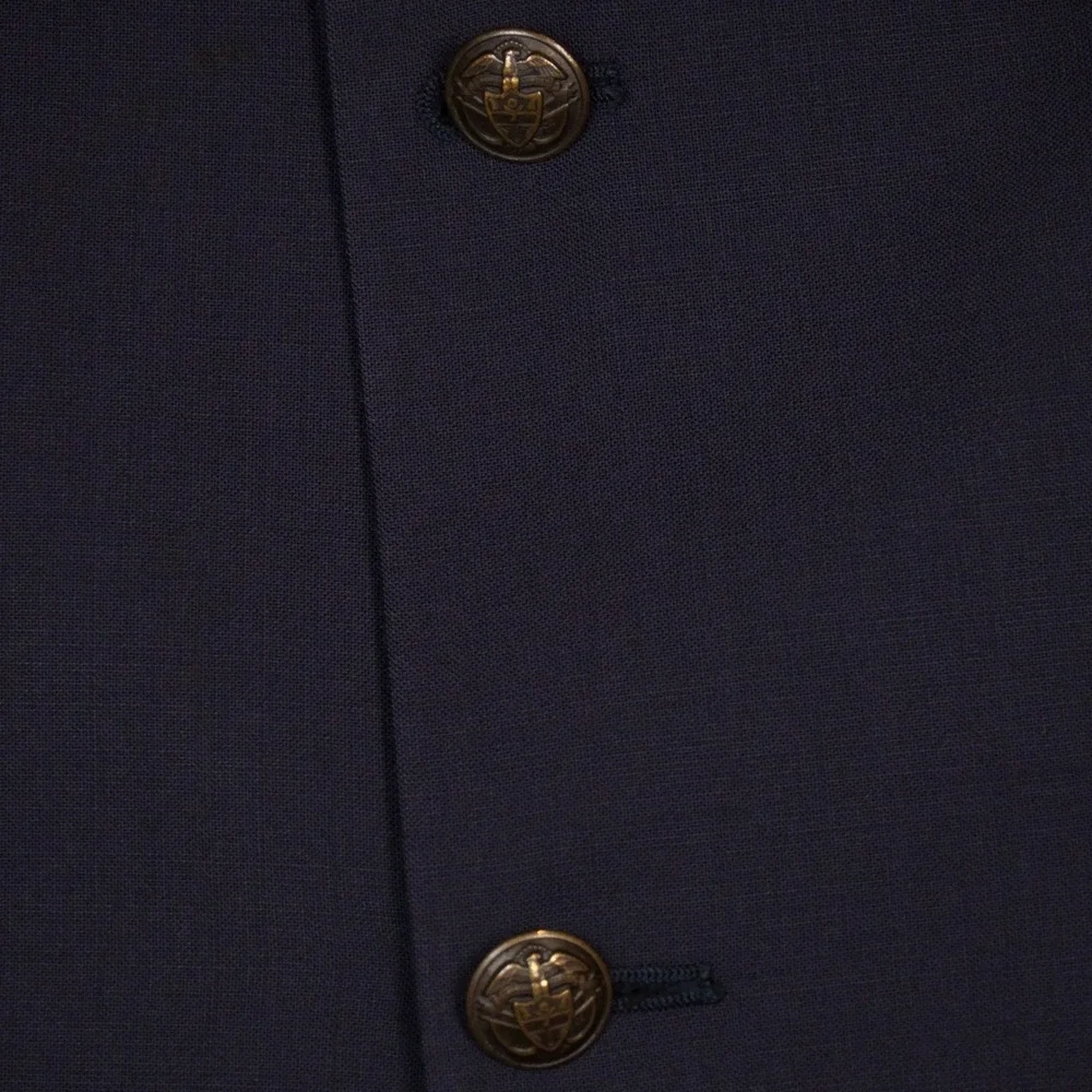 Lauren Ralph Lauren Blazer Men 45L Navy Blue Gold Crest Buttons Wool Blend 2-Btn